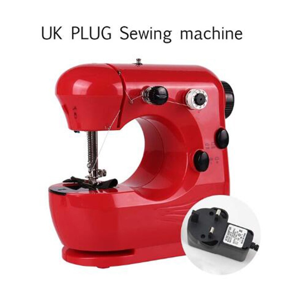 INNE Mini Red Sewing Machine Dual Speed Portable Household Foot Pedal Multilingual manual Adaptor Automatic winding Machines: UK MACHINE