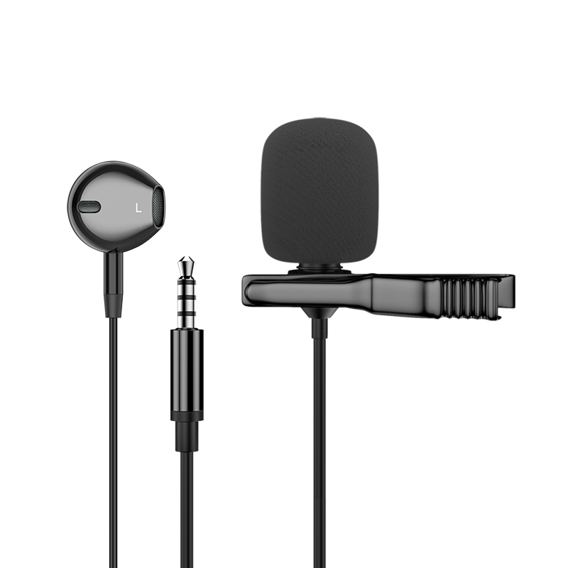 3.5mm Mini Microphone With Monitor Earphones For Tiktok Lavalier Lapel Clip Portable Mic Hands Free Audio Mic