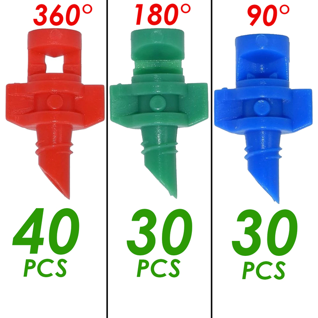 20PCS 90/180/360 Degree Angle Simple Refraction Nozzle Sprinkler Head Thread Connection Garden Tree Irrigation Mist Sprayer: MIX-100PCS