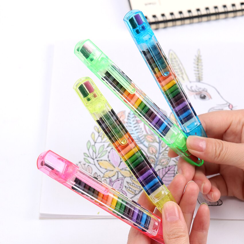 Crayones de colores Kawaii para niños, lápiz de cera para pintar, 20 colores, papelería,