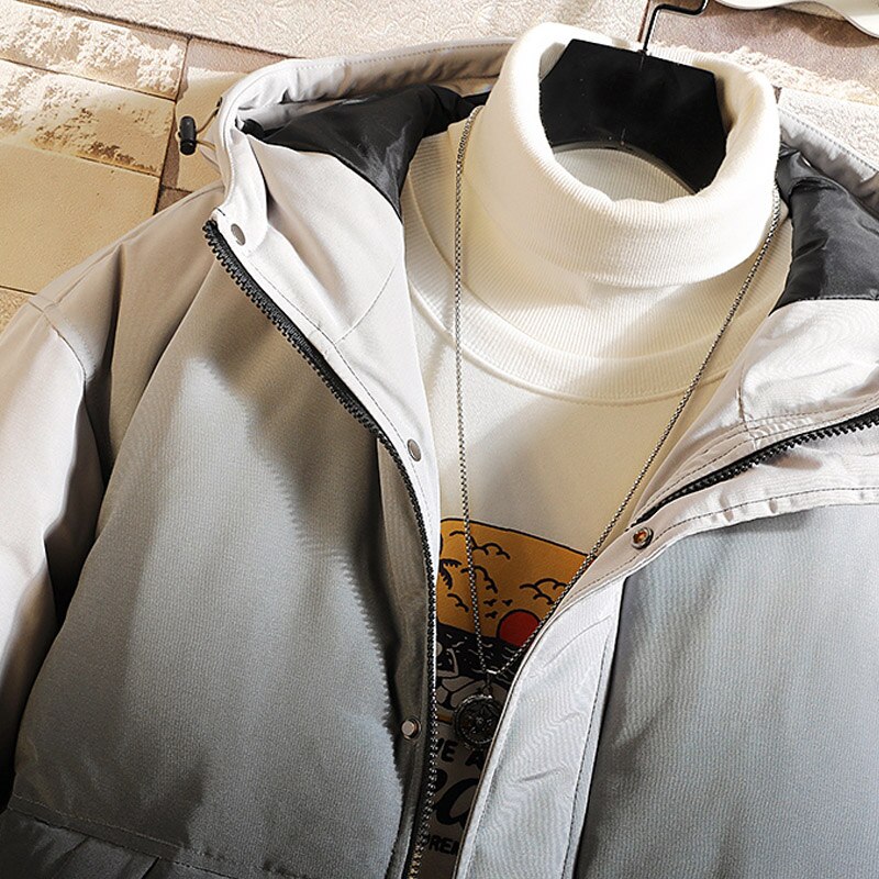 Jas heren casual capuchon parka winter heren patchwork katoenen slim fit jas dikke warme herenjas met rits