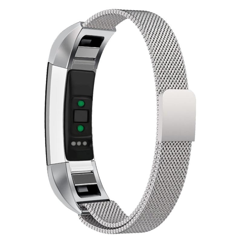 Black Gold Watch band Strap Replacement Milanese Magnetic Loop Stainless Steel Magnetic Lock Band for Fitbit Alta/Alta HR