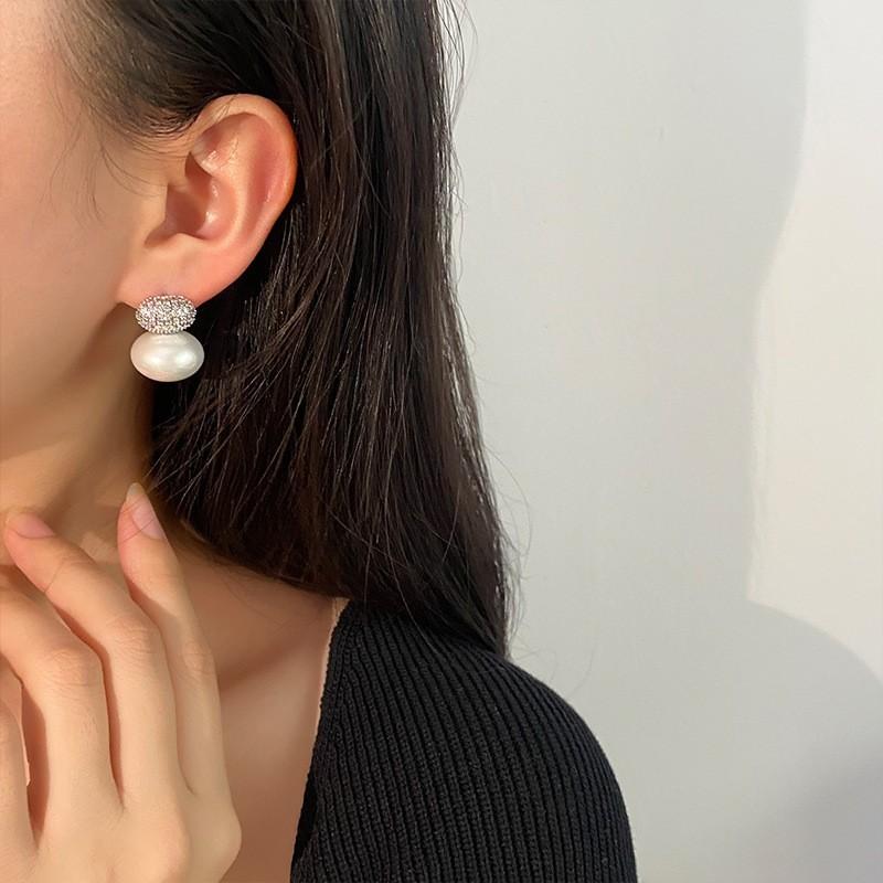 RAKOL-pendientes de perlas de imitación ovaladas para mujer, aretes de circonita cúbica geométrica, joyería nupcial , joyería de boda