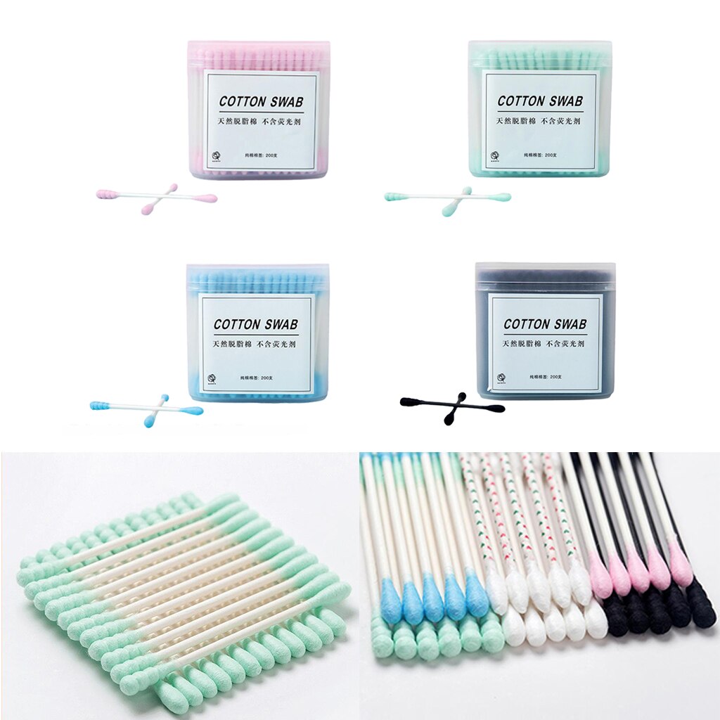 Coton-tige avec manche bâton, 200 pièces, coton-tige, applicateur de nettoyage, Extension de cils, outil cosmétique