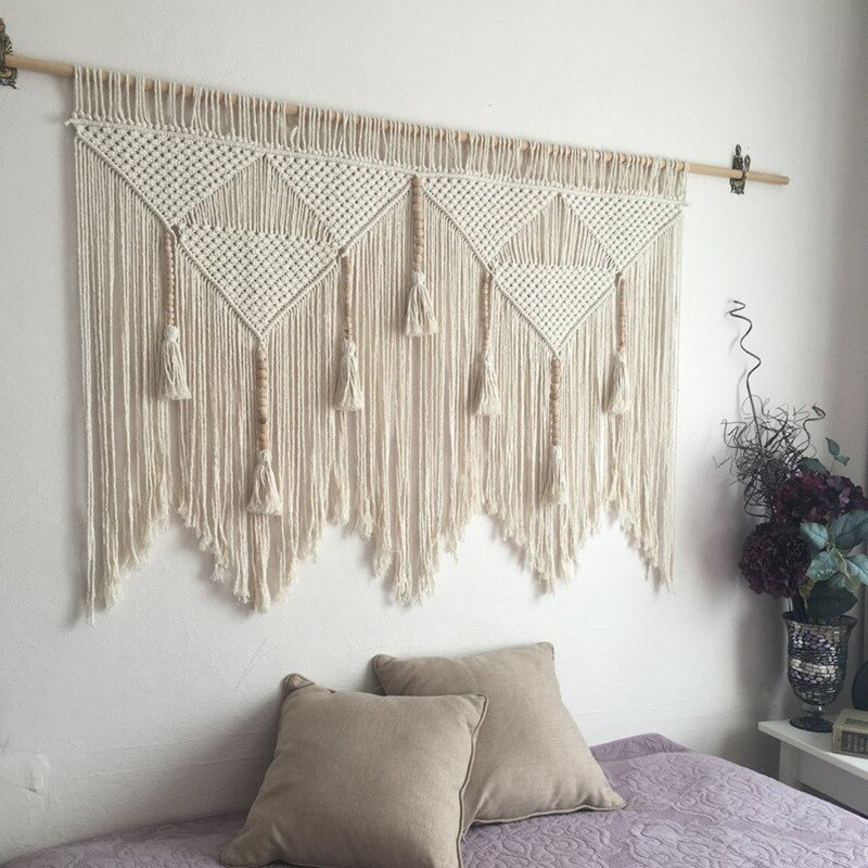 Macrame tecido parede pendurado boêmio boêmio quarto tapeçaria geométrica arte bonita apartamento dormitório decoração do quarto 100*120cm zm1031