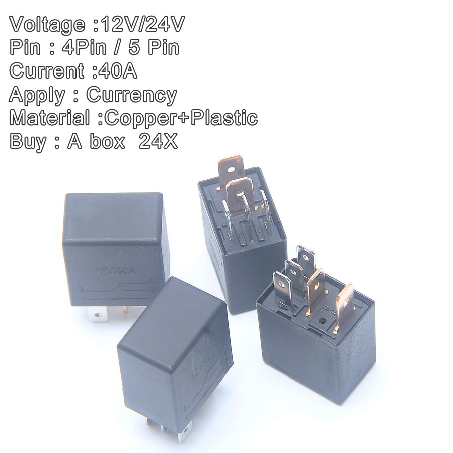 Universal Automotive Violet Relay 12V/24V 40A Car Relay 4 pin/5 Pin Fog Lamp/Oil Pump air Conditioning Relay For VW Santana 3000