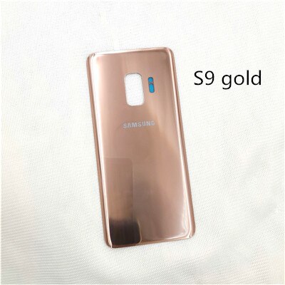 Samsung Galaxy S9 Plus 3D cubierta de batería trasera de cristal Samsung s9plus cubierta de la puerta de reemplazo de la cáscara trasera y etiqueta adhesiva: s9 gold