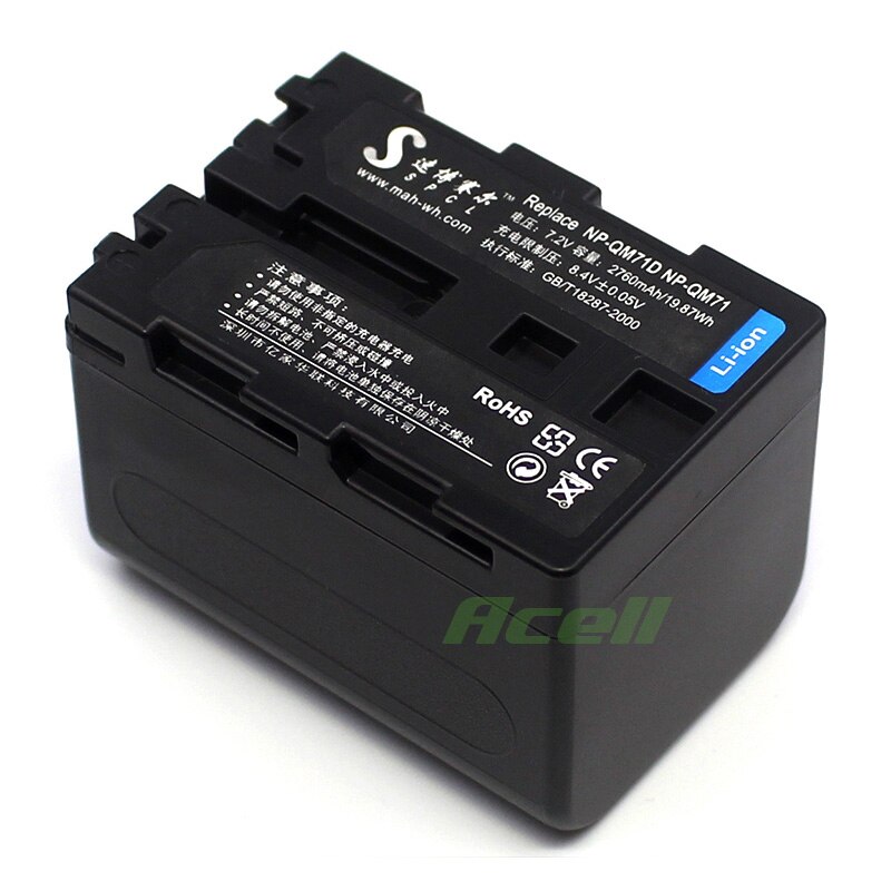 NP-QM71D NP-QM71 NP-FM70 Battery for SONY DSR-PDX10 HVR-A1C HVR-A1U HVR-A1N HDR-HC1E HDR-SR1E HDR-UX1E DCR-PC100E Camcorder