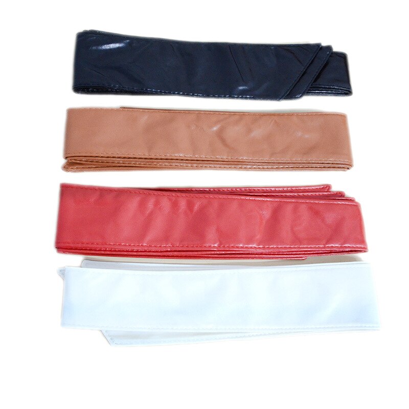 Ceinture en Pu avec nœud papillon pour femmes et hommes, large, Unique, noire, rouge, pour robe, de Jeans, , ,