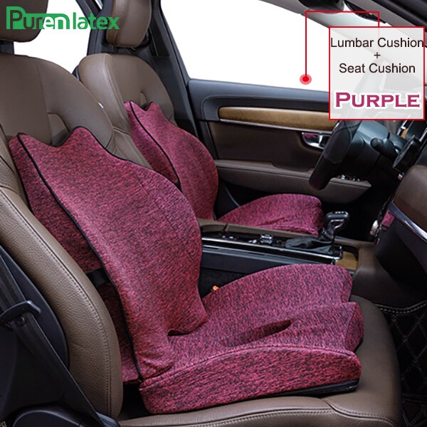 Purenlatex Auto Kussen Auto Zitkussen Memory Foam Orthopedisch Kussen Voor Office Pad Stuitbeen Kussen Ischias Rugpijn Relief: Purple 2 Piece Set