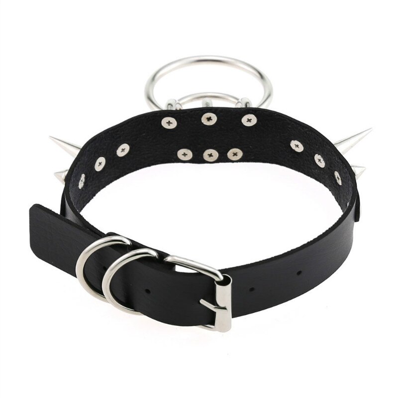 Spiked choker for women men punk rock Collar Goth necklaces Leather Choker Girls o shape Harajuku Gothic Jewelry CR631