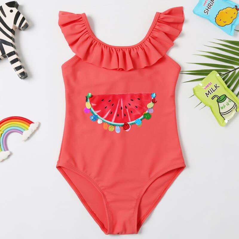 One Piece Girls Swimsuit Red Watermelon Children's Swimwear Bathing Suit For Girls Swimming Beachwear