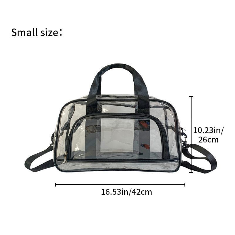 Sac de voyage transparent de grande capacité, sac à bandoulière en PVC transparent, rangement de fitness, sac à main transparent, 1PC: Black
