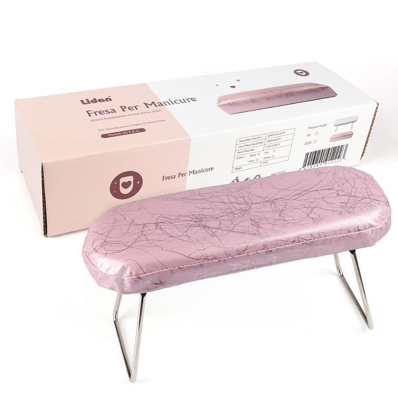 Almohadilla de mano para manicura, soporte de almohada de esponja para brazo pequeño, almohadilla lavable para salón de uñas, soporte de Metal, reposabrazos de cuero, 1 pieza
