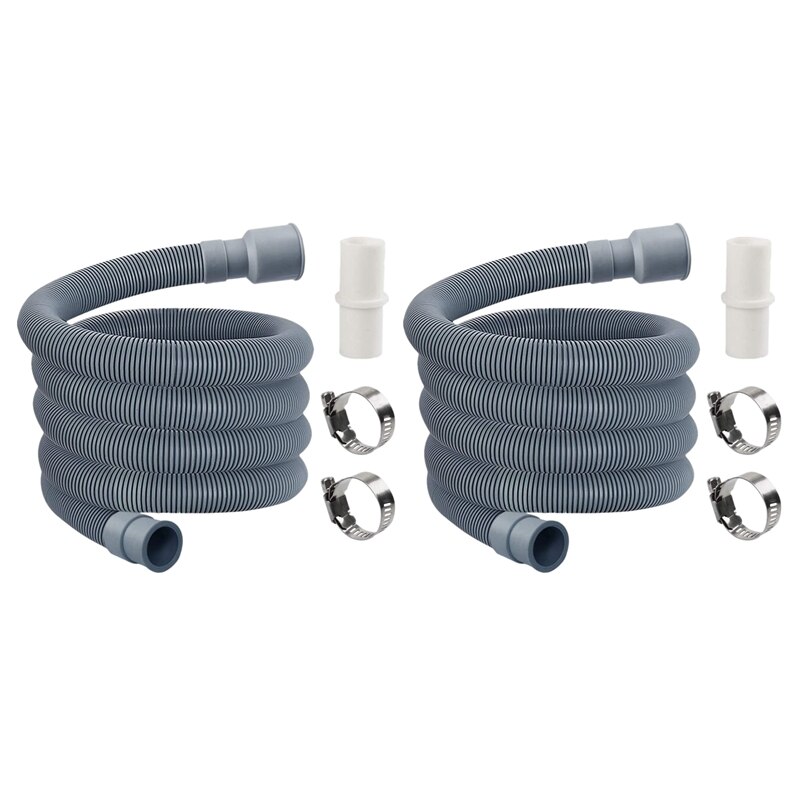 2X Automatic Drum Washing Machine Drain Pipe Drain Hose Fittings, 3 Meter: Default Title