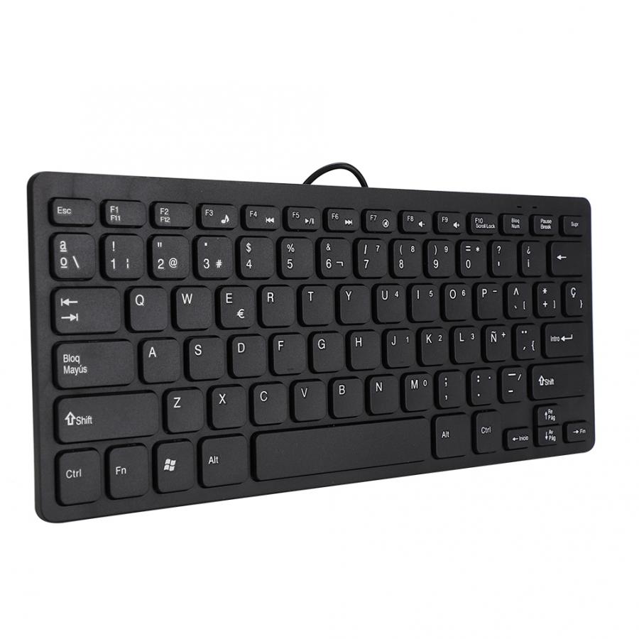 Wired Mini Portable Spanish Keyboard USB Interface for Desktop Computer Ultra-thin 78 Keys