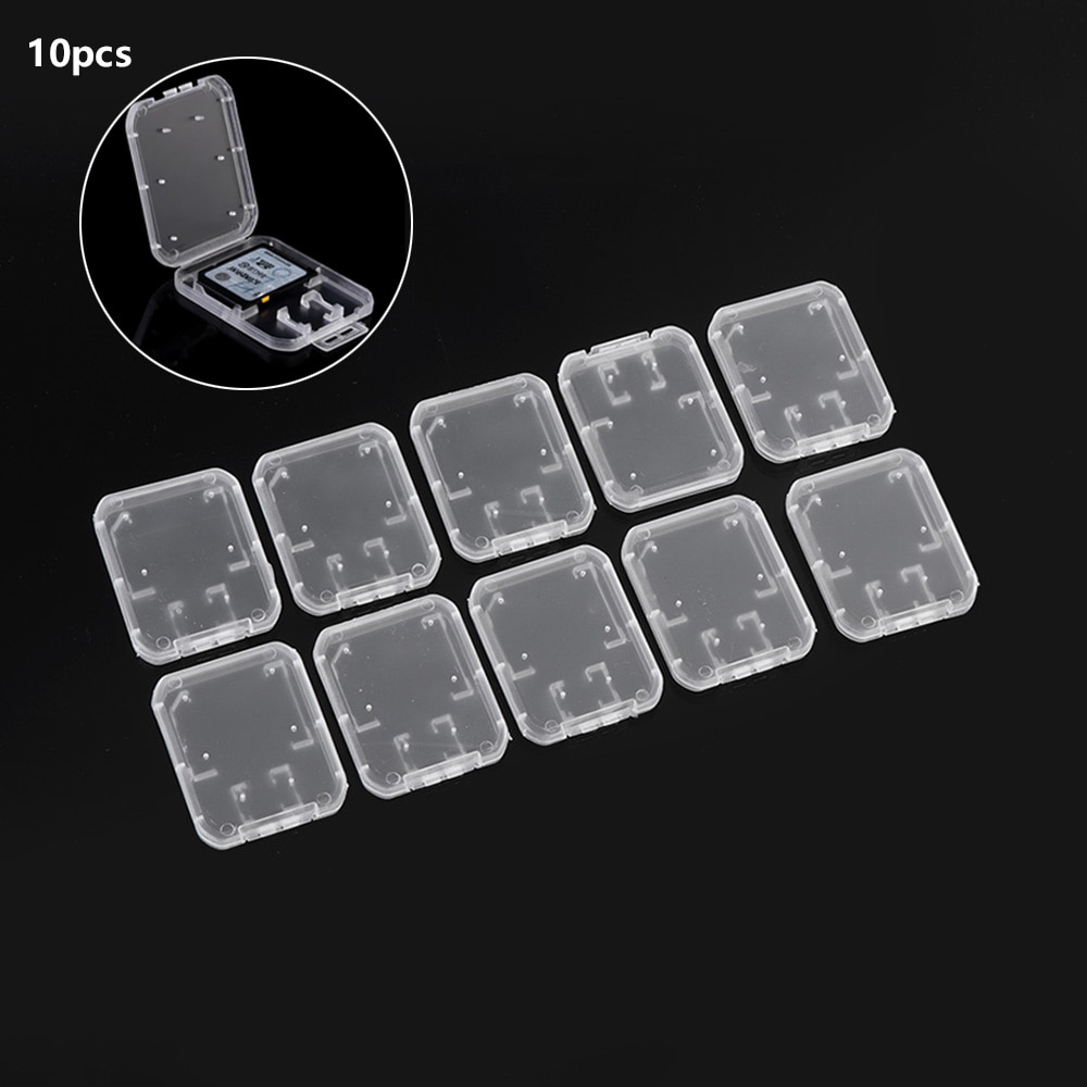 10PCS Transparant Case Houder Box Storage voor Standaard SD SDHC TF Memory Card Plastic Case Draagbare Card Accessoires