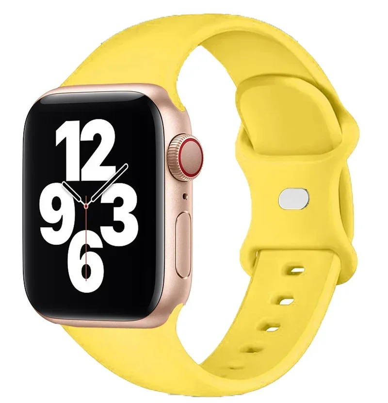 For Apple Watch Band 44mm 40mm 45mm 41mm 42-38mm sport wrist bracelet iwatch series 8 7 se 3 4 5 6 9 10 46mm 49mm Silicone Strap: Gold / 14mm