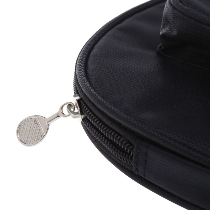 Waterproof Black Table Tennis Racket Bag PingPong Paddle Bat Case w/ Ball Pouch