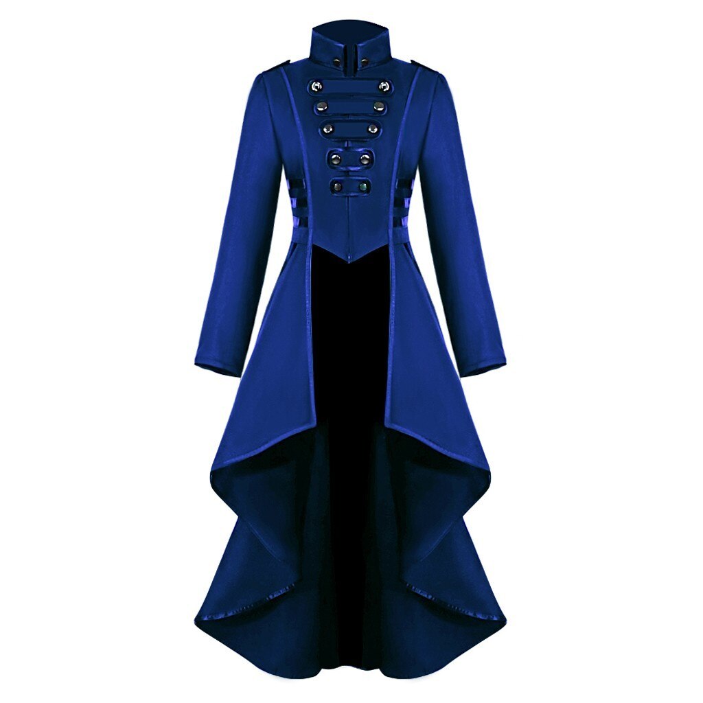 Vrouwen Gothic Steampunk Knop Kant Corset Halloween Kostuum Jas Tailcoat Jas herfst winter jassen en jassen vrouwen jas