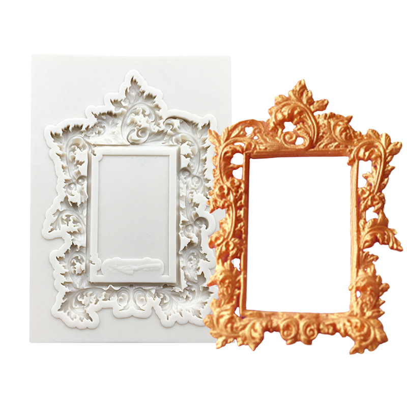 Photo Frame Mirror Silicone Mold Resin Tools Sugarcraft Cupcake Baking Mold Fondant Cake Decorating Tools: Clear