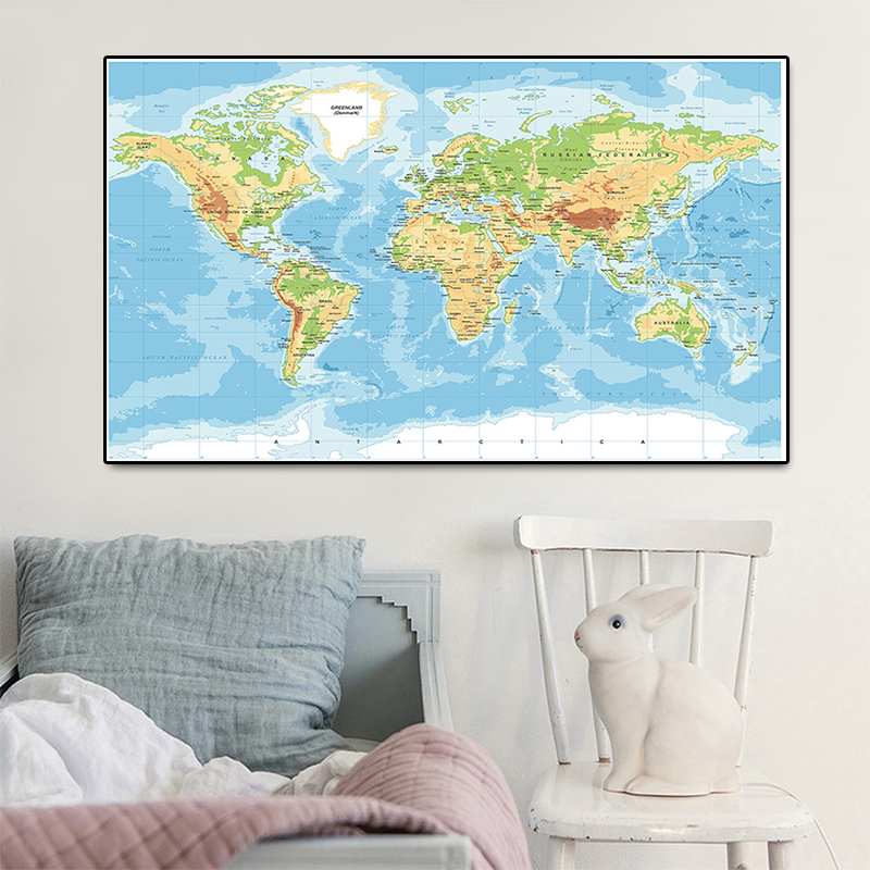 225*150cm The World Map Mercator Projection Non-woven Canvas painting Large Poster Wall Decor Home Decoration School Supplies