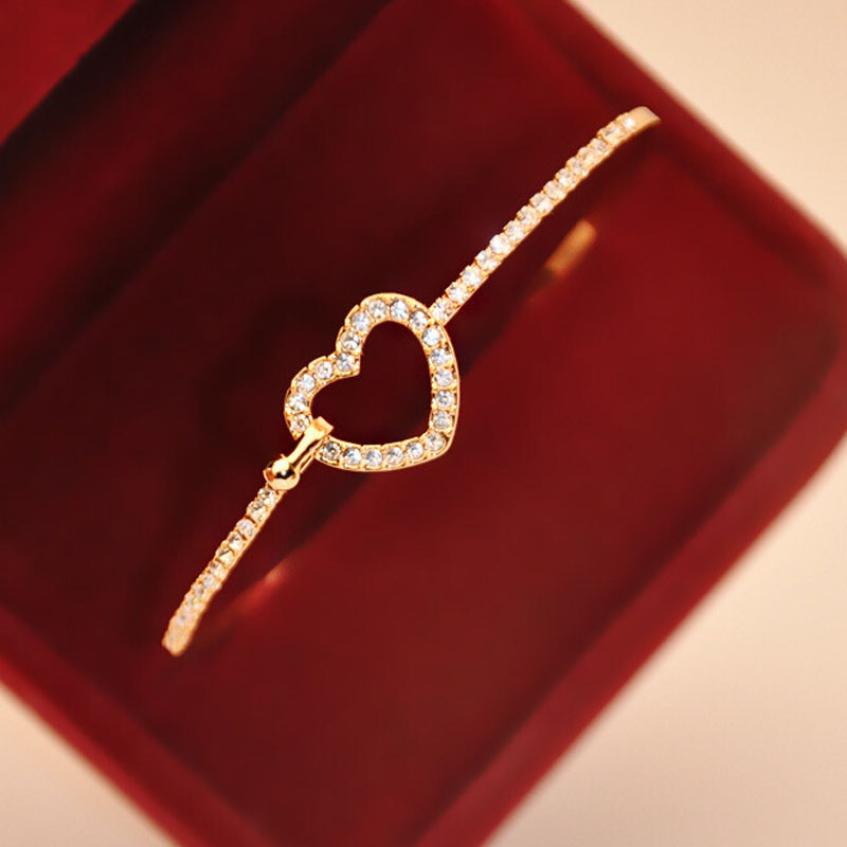 ¡Superventas! brazaletes Retro de para mujer, brazalete de oro con diamantes de imitación, brazalete de corazón, brazalete, joyería Drosphipping Jun8