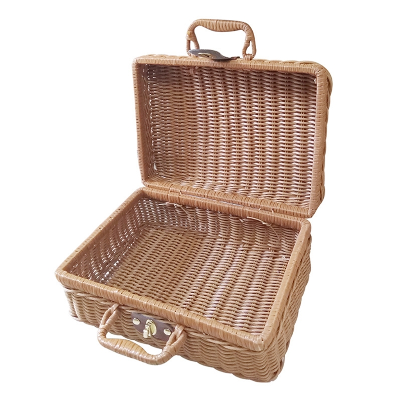 Rotan Outdoor Picknick Mand Opslag Koffer Land Stijl Wasmand Met Dubbel Handvat Voedsel Fruit Opslag Mand
