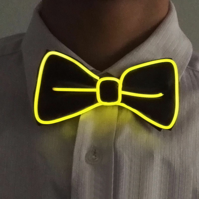 Neueste Männer LED Draht Krawatte Bowtie Blinklicht Bis El Draht Fliege Krawatte LED Mens Lichter Bowtie Hochzeit glühen partei Liefert: Gelb