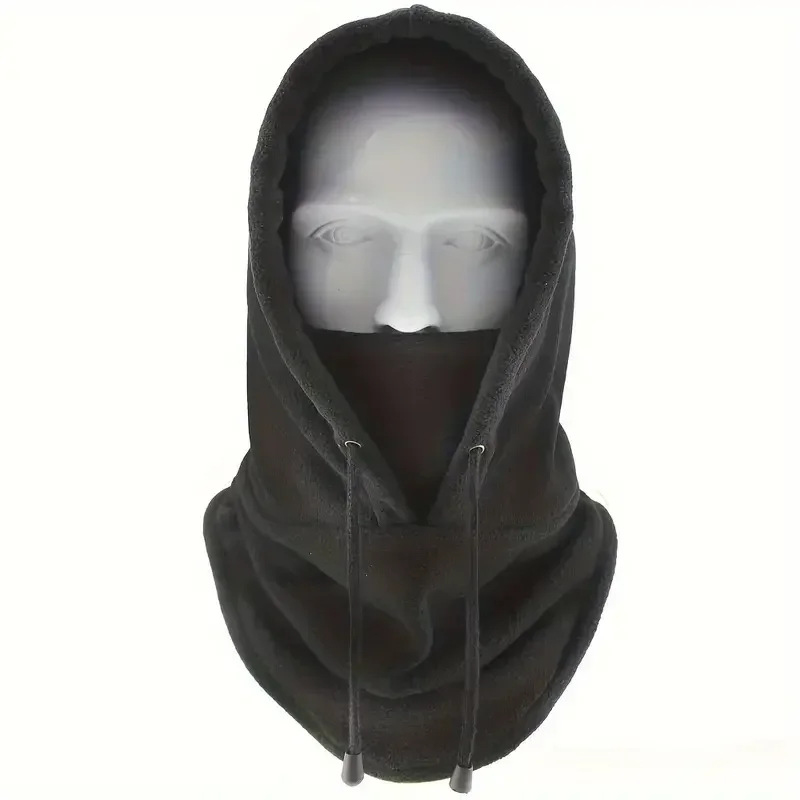 Gorro térmico de lana para invierno con capucha para exteriores, a prueba de viento, frío, cálido, deporte de esquí, calentador de cuello para hombres y mujeres, máscara facial de ciclista, gorros enmascarados: Blanco