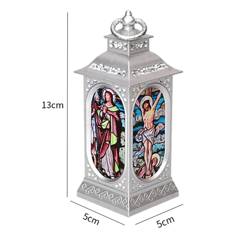 Adornos de lámpara LED de Navidad, colgante de luz de viento religioso de Jesús, decoración de linterna,