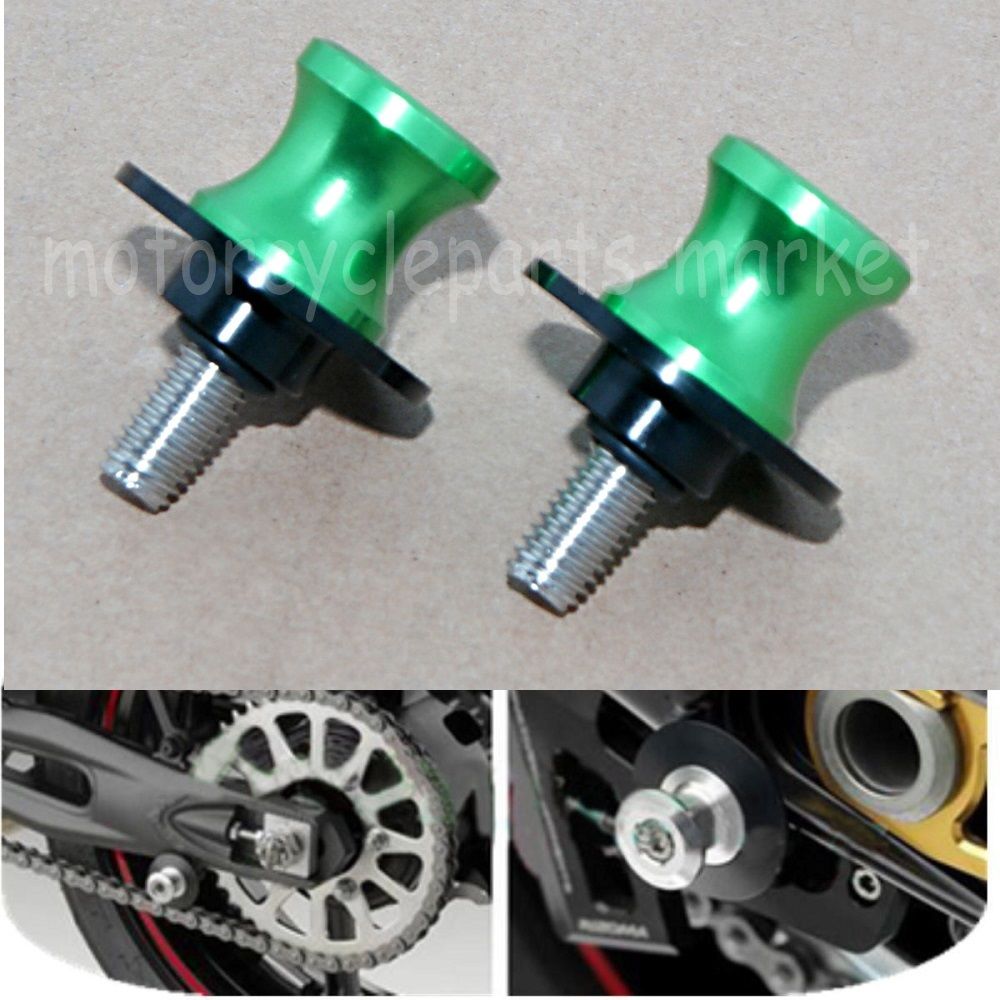 2x8 MM Motorcycle CNC Aluminium Swing Arm Paddocks Stand Spoelen Sliders Spoelen Voor Suzuki GSXR1300 Hayabusa 1999- TL1000S: Green