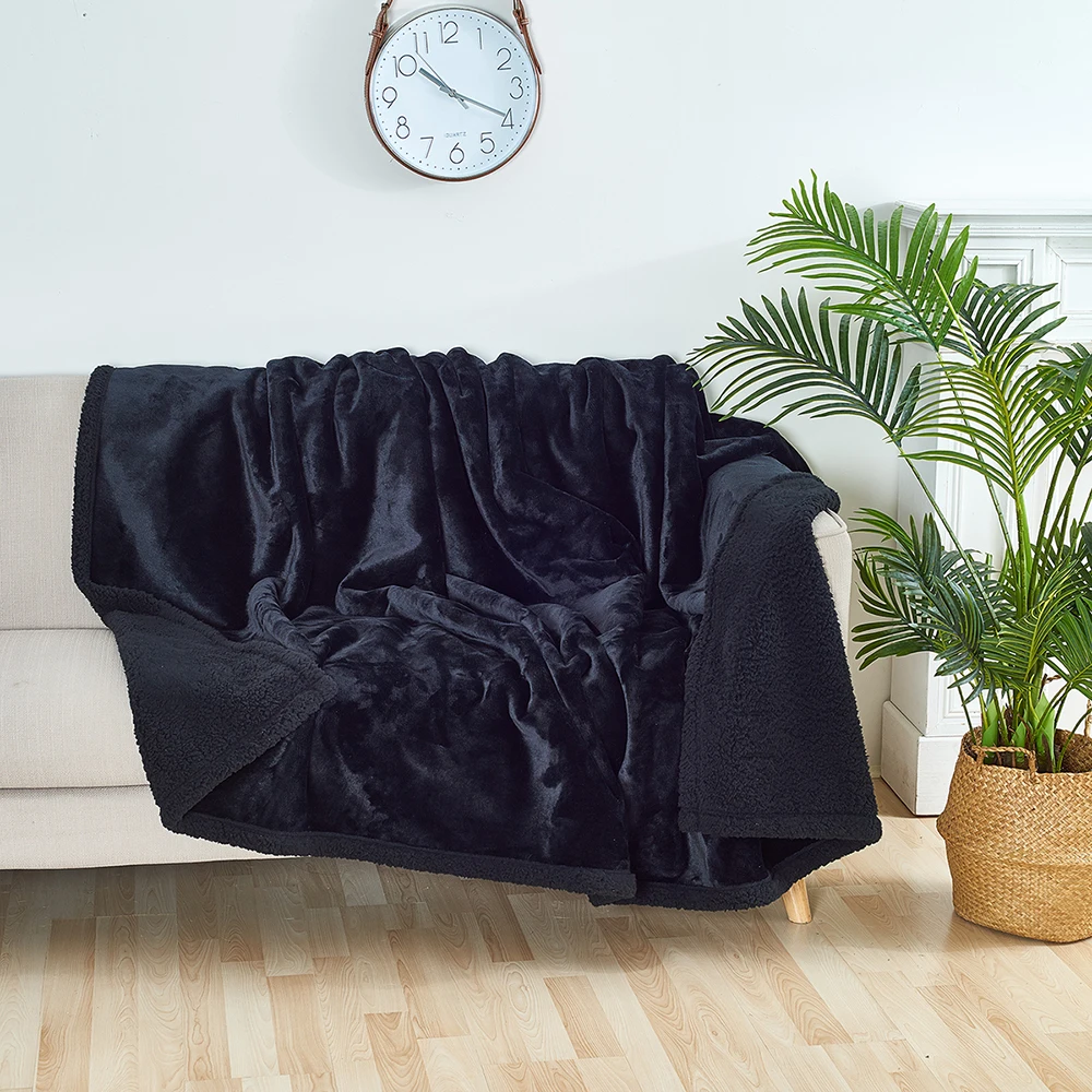 Romantische Decke für Paare, Winter, warm, gemütlich, zottelige Decke, verdickte König-Größe-Decke, 100 % wasserdicht und schmutzabweisend, Decke: 70x100 cm / Schwarz
