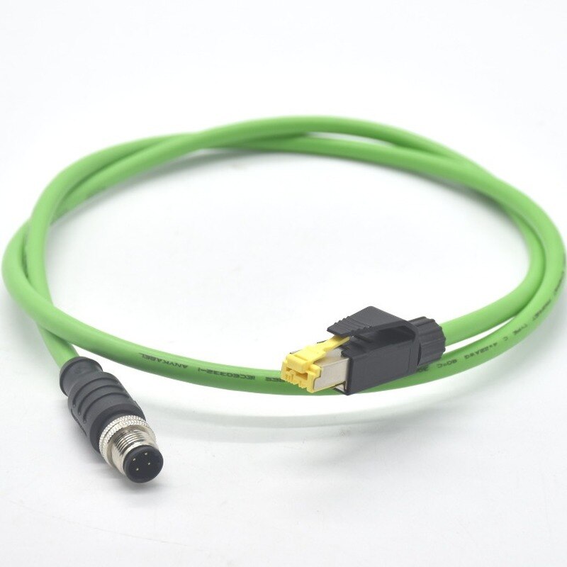 M12 4 Pin D Code To RJ45 Connector Male and Female Wire Connector Profinet Ether Cat Ethernet Line for Router Switch Servo Motor