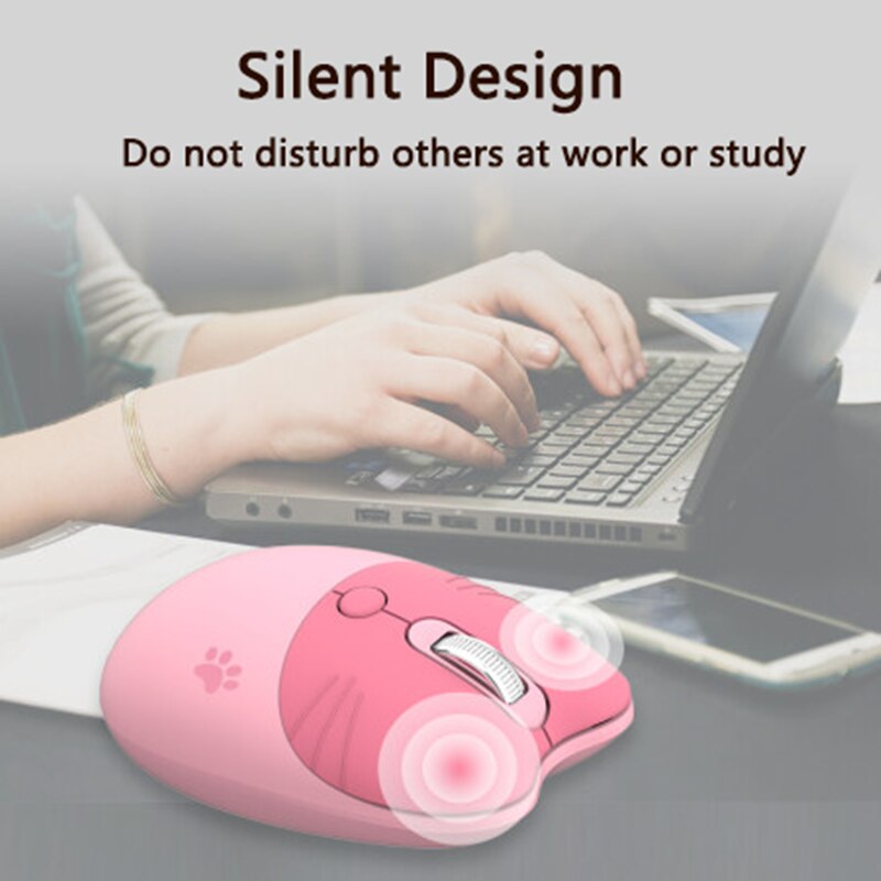 2.4G USB Wireless Mouse Cute Cartoon Pink Mini Mouse 1600DPI Optical Computer Mause Office Ergonomic Silent Mice For Girls