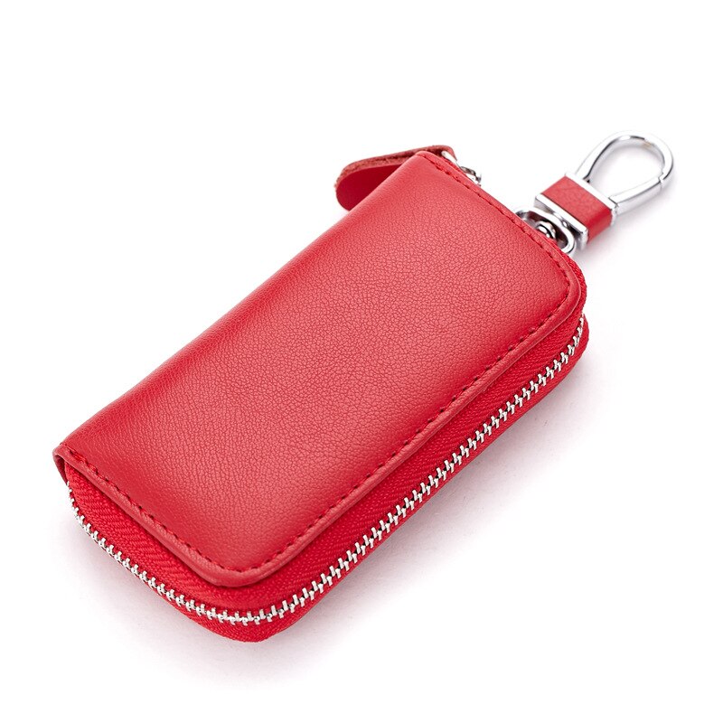 Vrouwen Echt Lederen autosleutel houder Portefeuilles Roze Kleine Portemonnee Dames Portemonnee Voor Meisjes Mini Keys Organizer Tassen Sleutelhanger Clip: Red