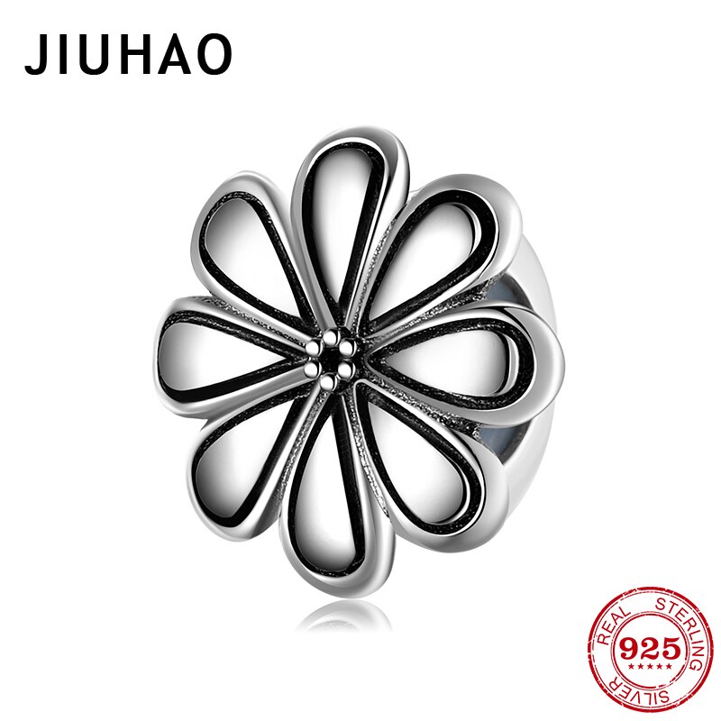 Top 925 des perles d'espacement en argent sterling en forme de fleur pour bracelet original en argent 925 , fabrication de bijoux fins