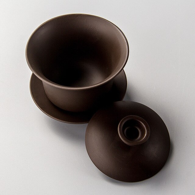 Kinesisk teaset gaiwan te koppar lera lera terrin 120ml lock skål tefat zisha te brygga te kopp