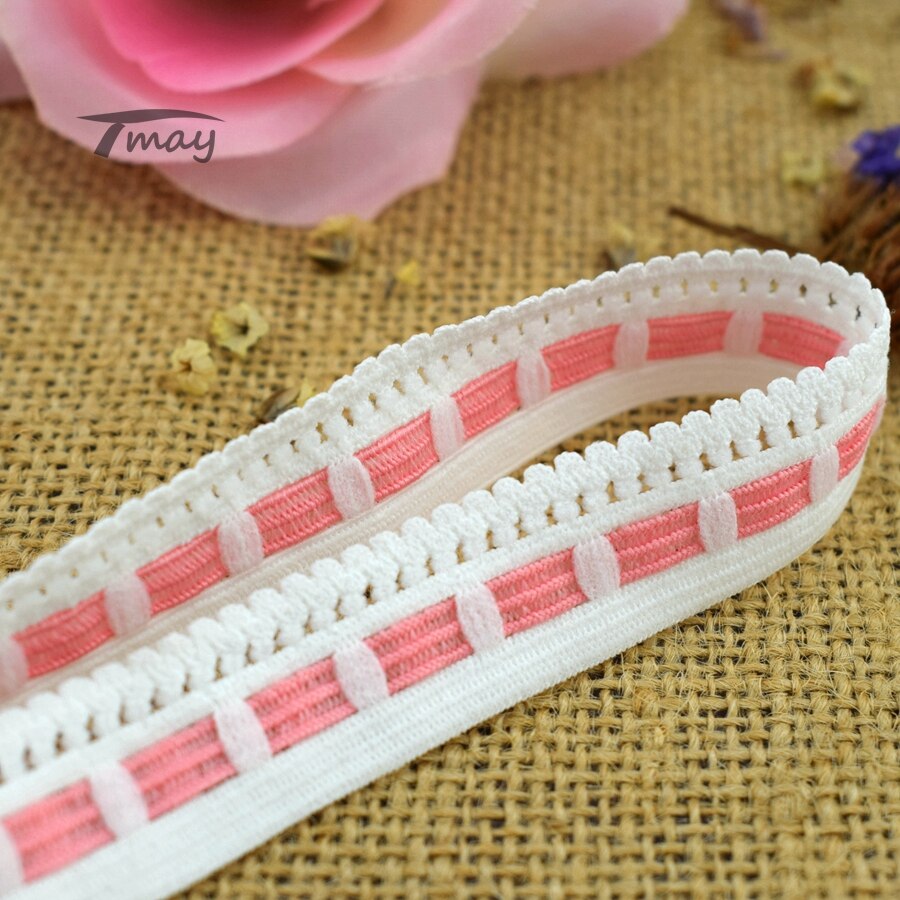 #330 Verbreden Roze threading Kant Elastische Bands Trim 6 yards/veel diy Kleding ondergoed Tailleband haarbanden Naaien Baby rokken Craft