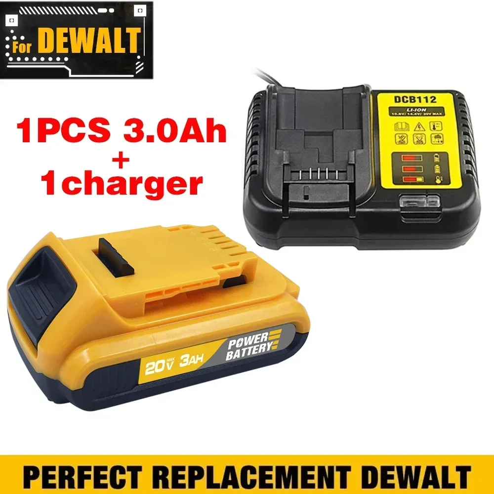 Batería DCB200 de 20V Compatible con herramientas eléctricas dewalt, herramienta eléctrica recargable de 18V y 12Ah, baterías de litio de 20V, 18 voltios, 18v, 12Ah: Blanco