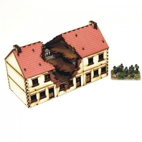 Træ miniature beskadiget hus