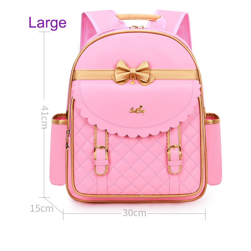 Ortopédico de la escuela primaria de los niños mochilas cartera para chicas encantadoras Grado 1-3-6-Mochila Infantil princesa Mochila: Pink Large