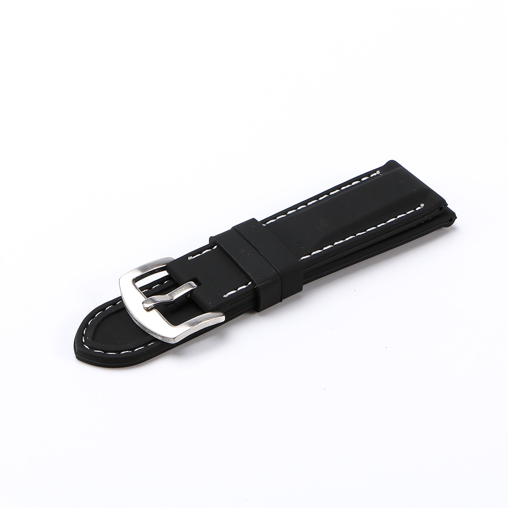 1pc Men Women 20mm 22mm 24mm Silicone Rubber Strap Black Sport Watch Band Universal Waterproof Watchbands