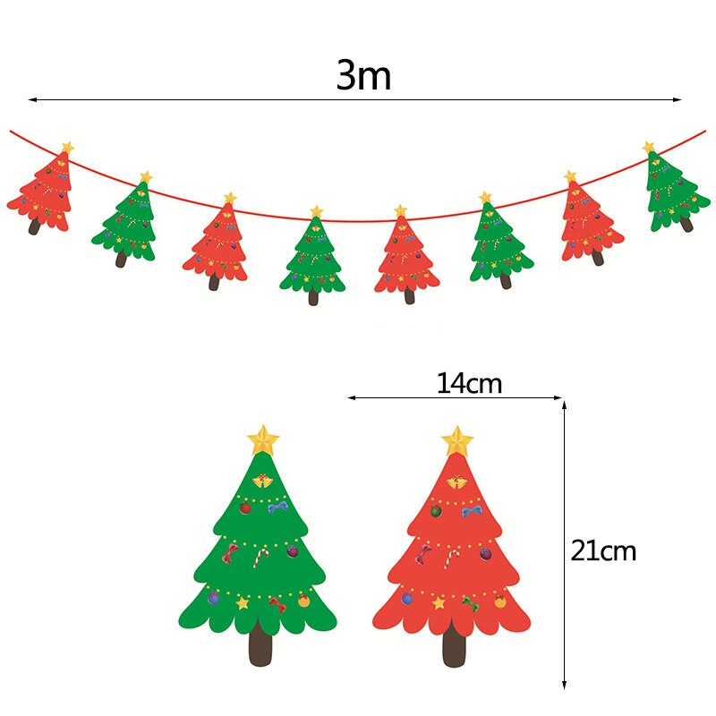 3m Länge Santa Claus Weihnachten Baum Zauberstab Hängen Papier Girlande Weihnachten Baum Dekoration Elch Socken Sterne freundlicher Frohe Weihnachten Banner: G10 Weihnachten Baum