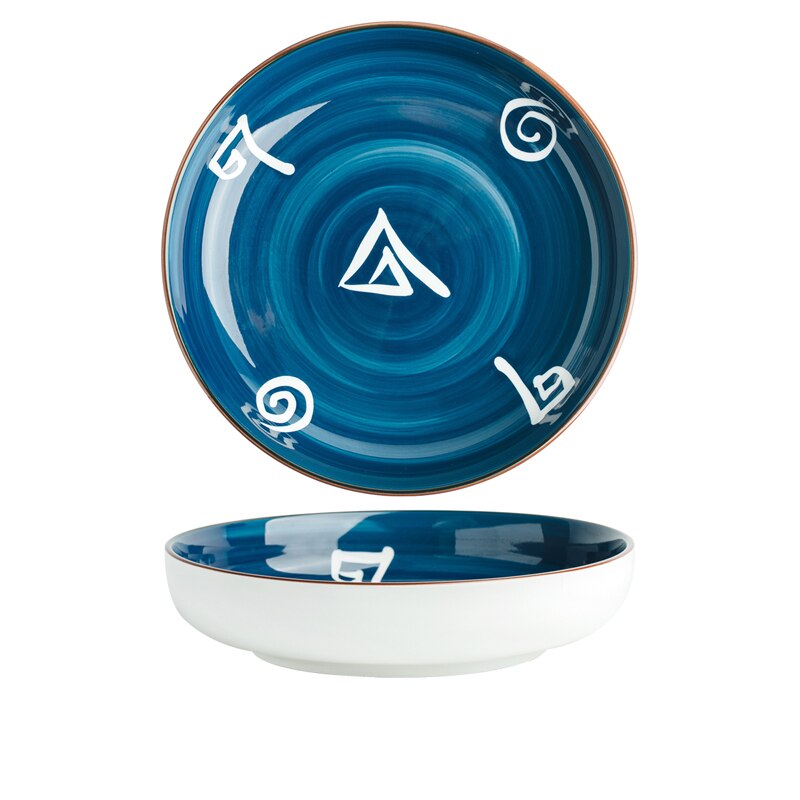 CHANSHOVA 8/10 inches Handmade ceramic bowl Personality Bowl Noodle salad plates Porcelain dining-plates Tableware G210: 7