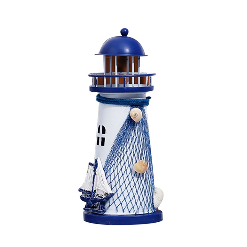 J2FA Retro lighthouse candlestick Mediterranean Candle Holders Style Wrought Iron nostalgic Bar Home decoration