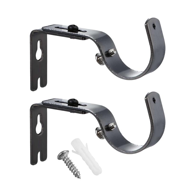 2pcs Durable Convenient Useful Curtain Rod Brackets Curtain Rod Holders Drapery Rod Bracket for Inside Indoor Home