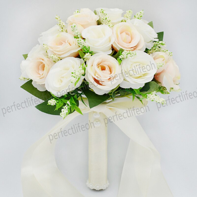 Brautstrauß, blauer brautjungfernstrauß, gastgeschenke, blumenstrauß mit seidenband, rosen, künstlicher brautstrauß, hochzeit  s1: Beige