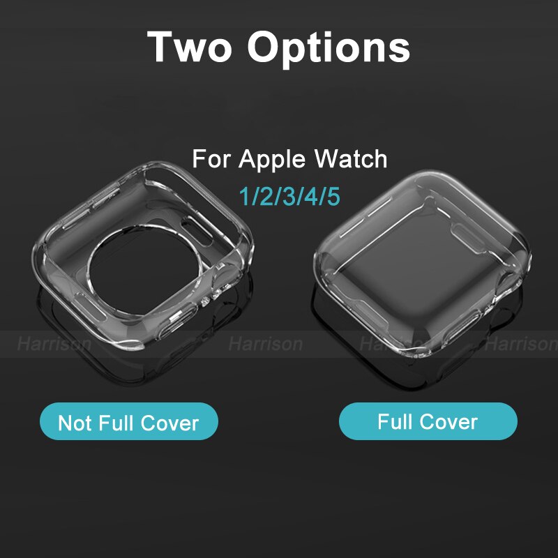Transparent Cover for Apple Watch Series 6 SE 5 44MM 40MM 360 Full Soft Clear TPU Screen Protector Case for iWatch 3 2 42MM 38MM