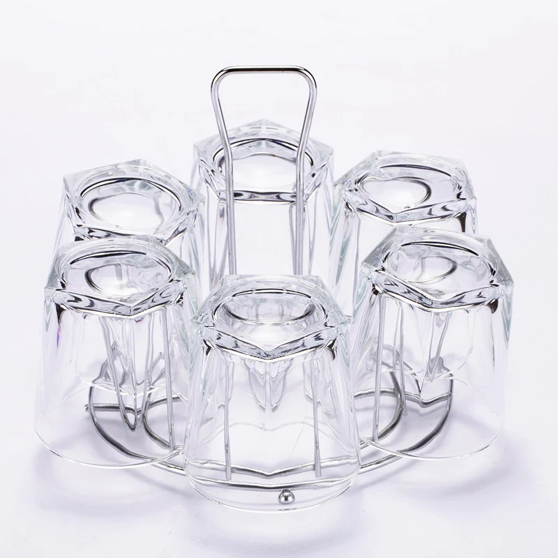 Rustfrit stål 6 kopper krus glas stativ holder tørring hylde hjem køkken hængende afløb opbevaring rack tilbehør